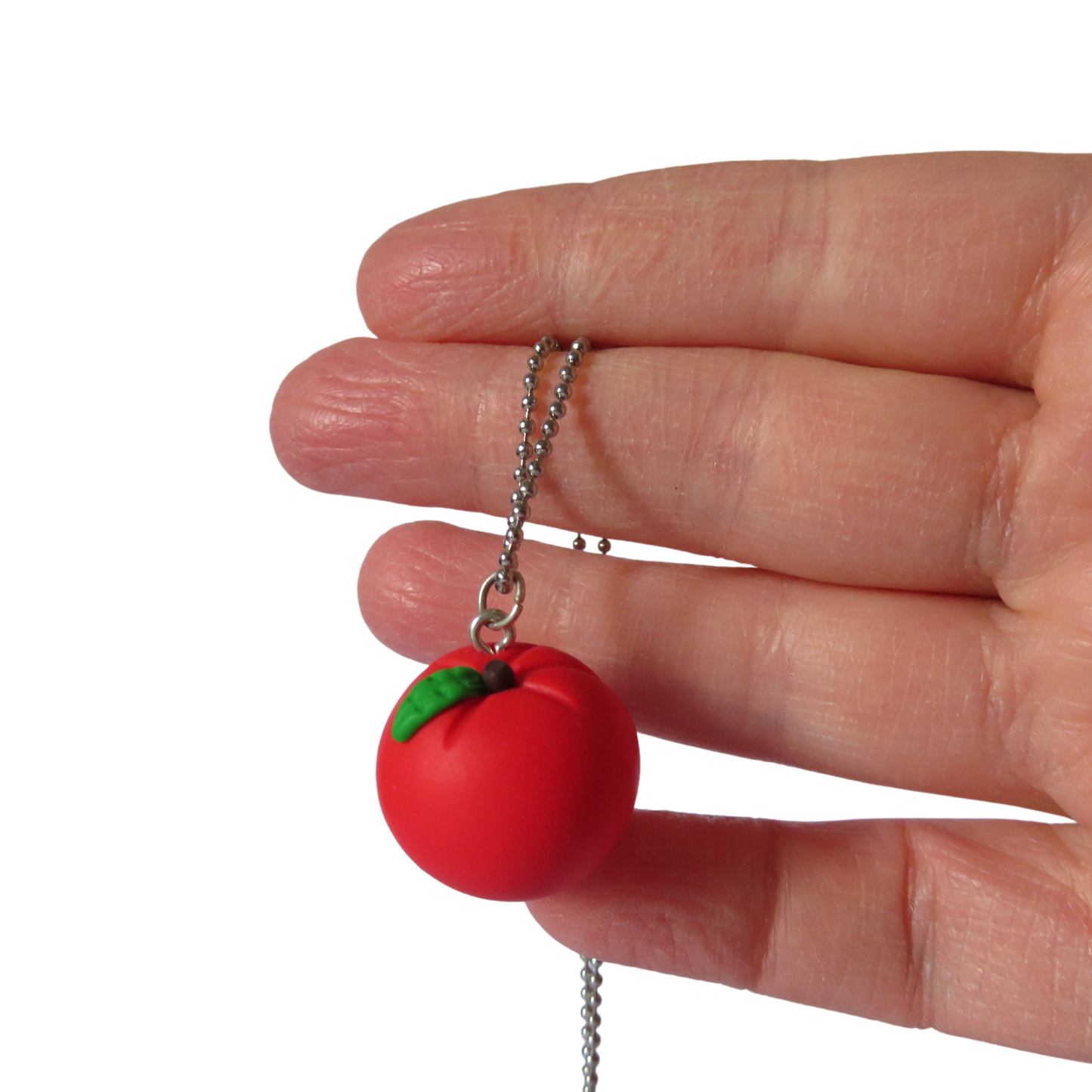 Chubby Red Apple Charm Necklace