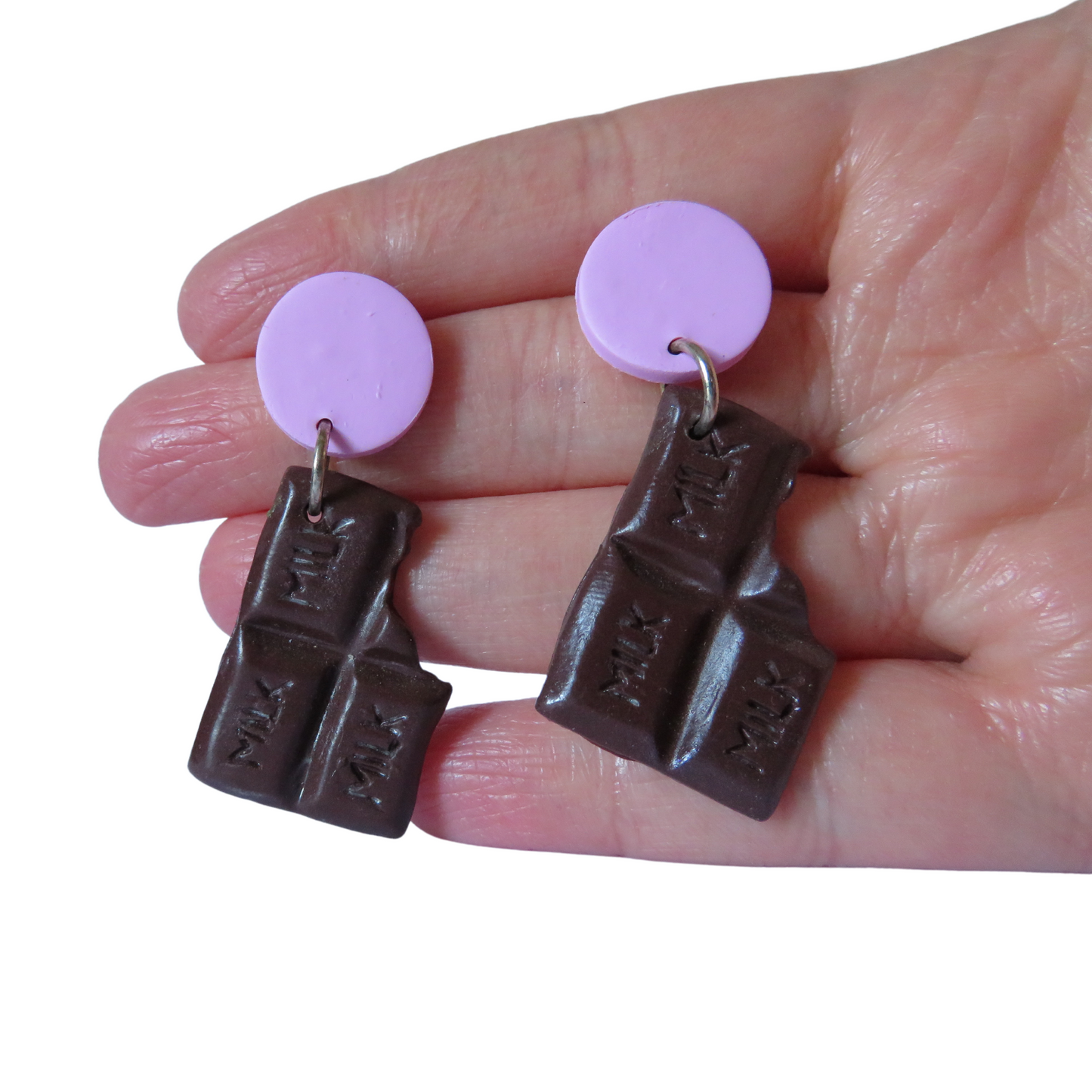 Chocolate Bar Dangle Earrings - Pink Edition