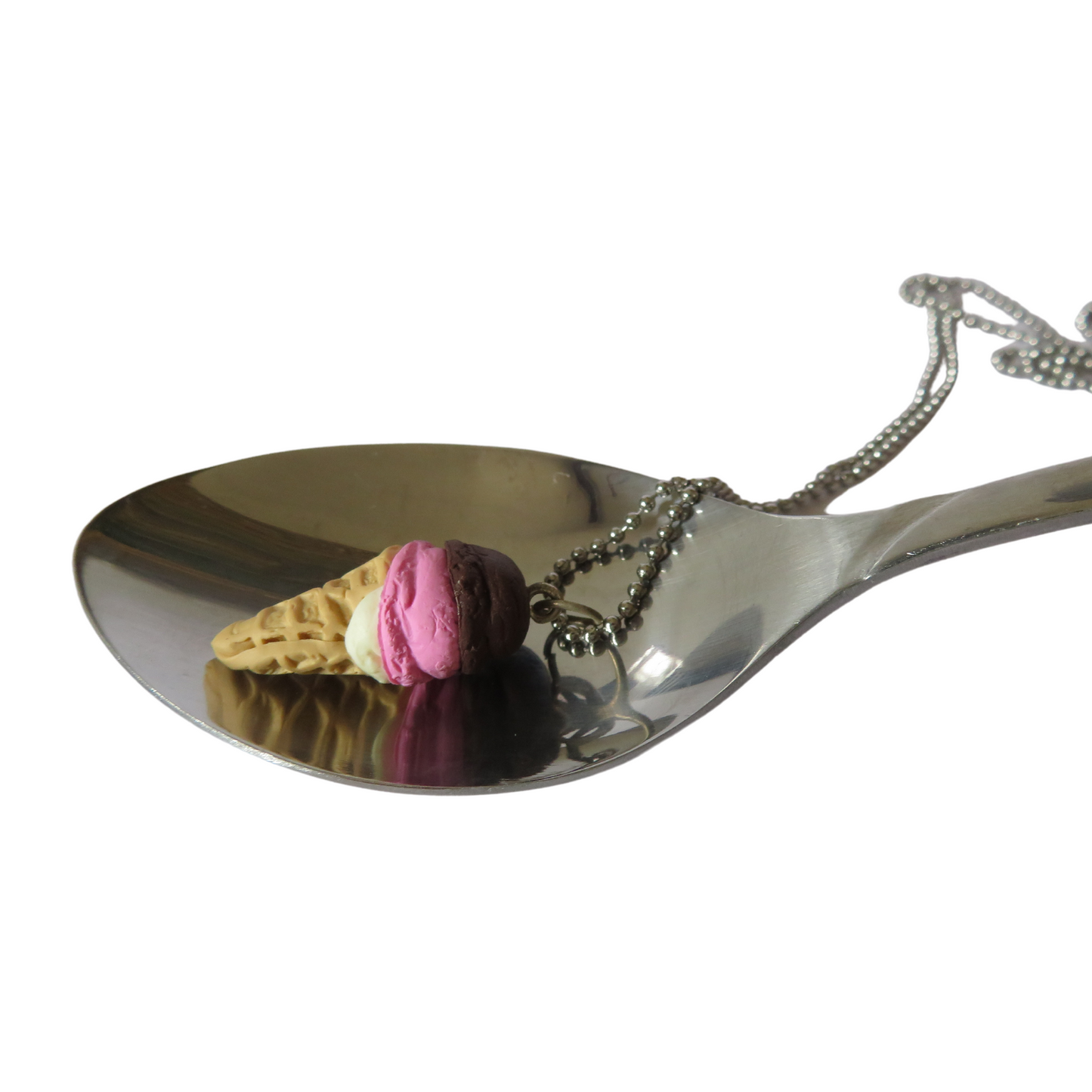Neopolitan Ice Cream Cone Necklace