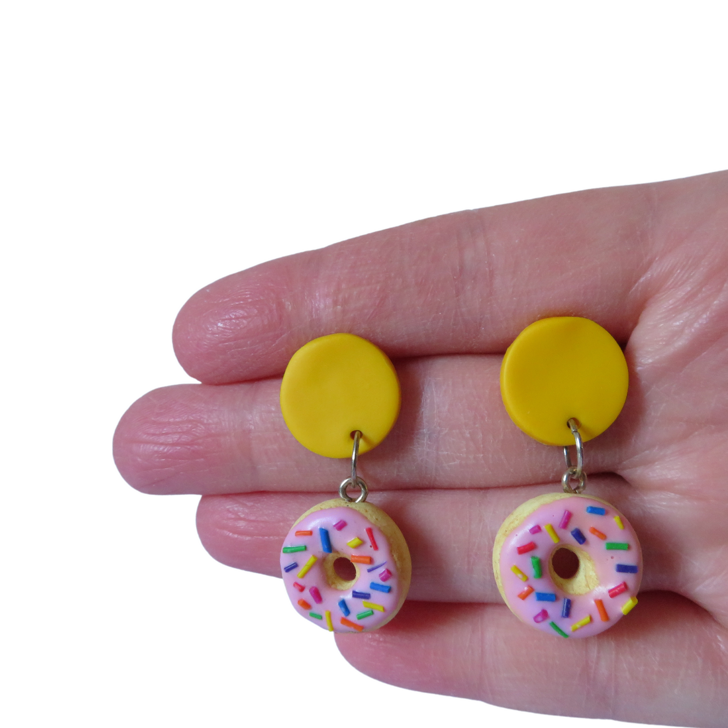 Pink Donut Dangles - Yellow Edition