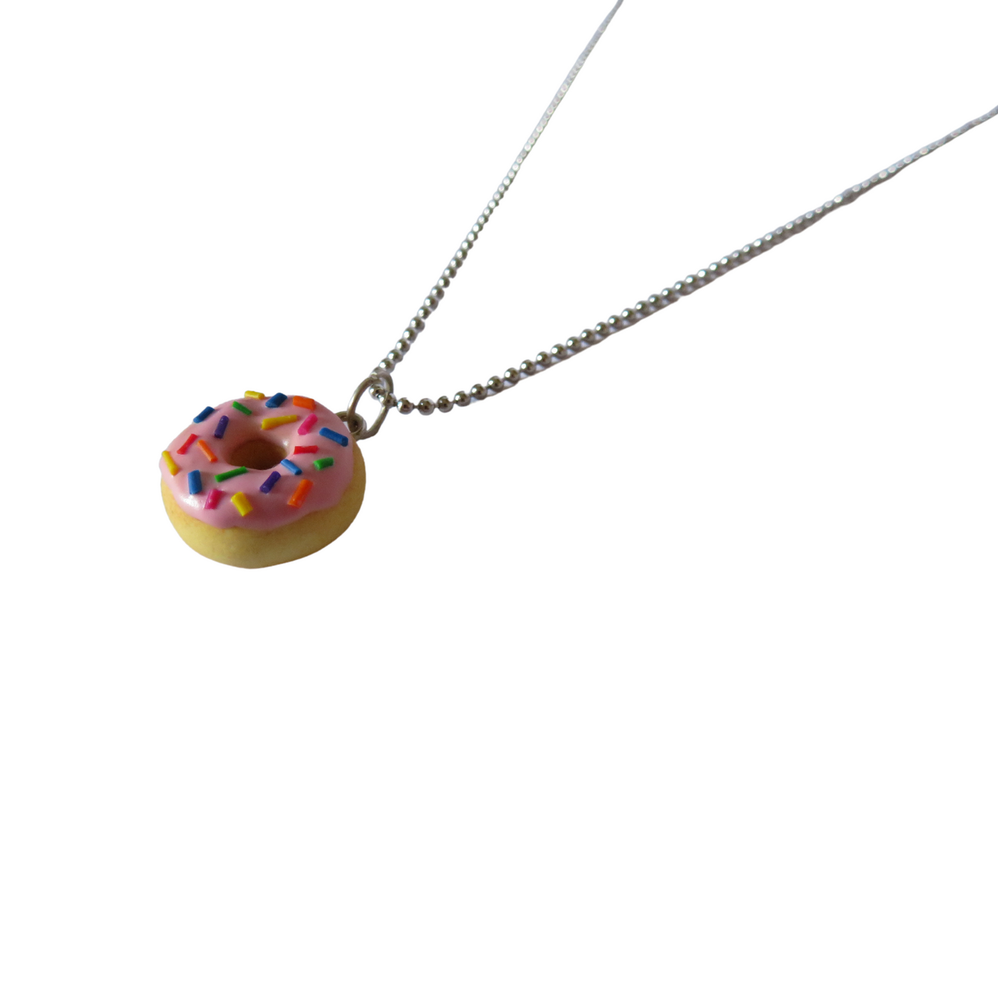 Pink Donut with sprinkles Necklace