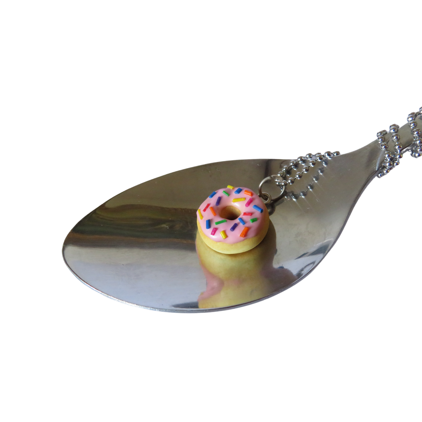 Pink Donut with sprinkles Necklace