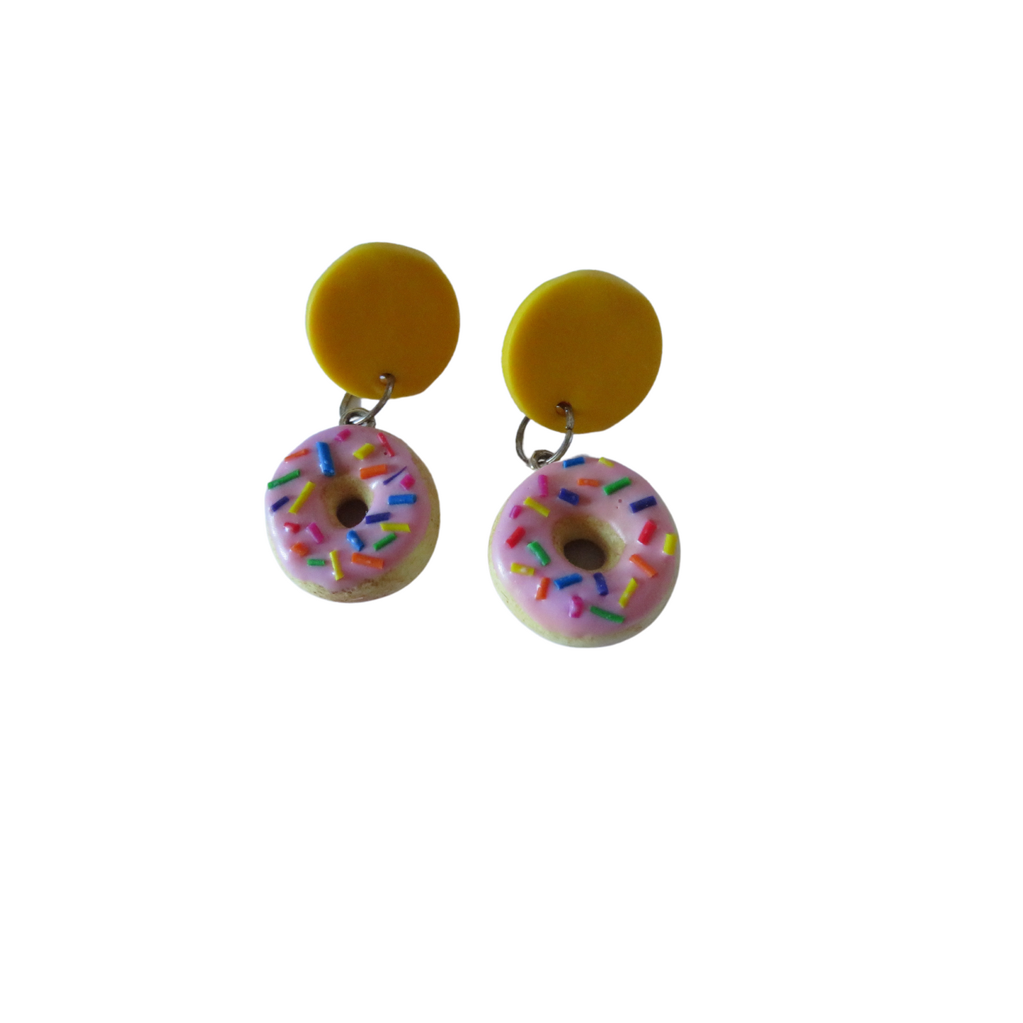 Pink Donut Dangles - Yellow Edition
