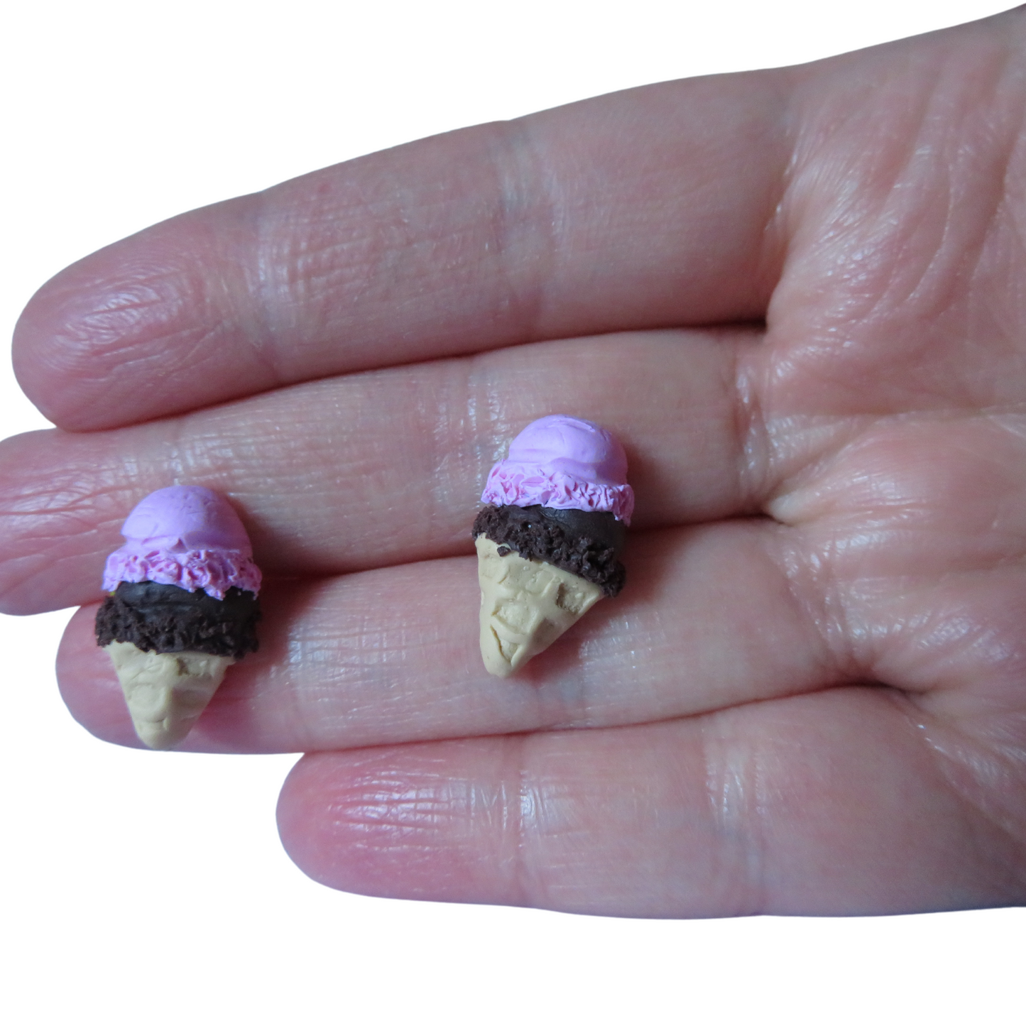Ice Cream Cone Studs - Choc/Strawberry