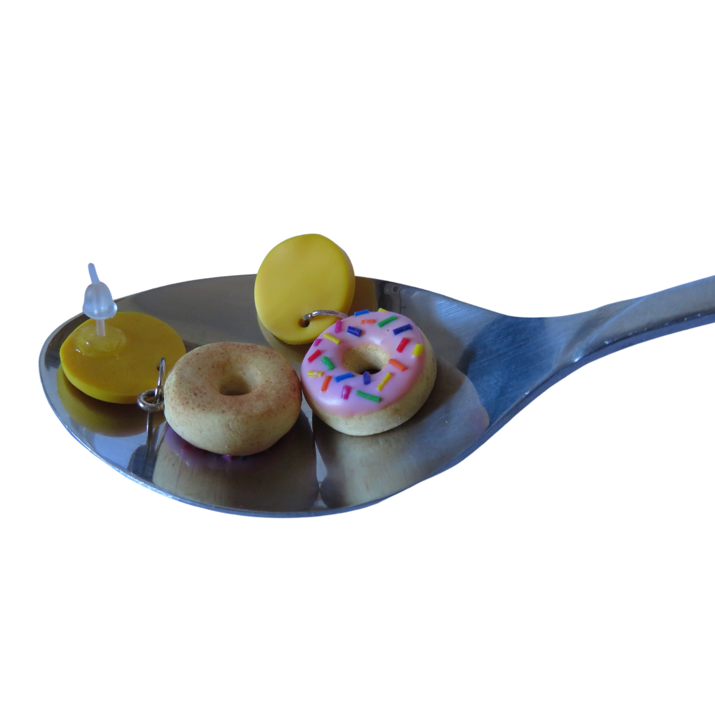 Pink Donut Dangles - Yellow Edition