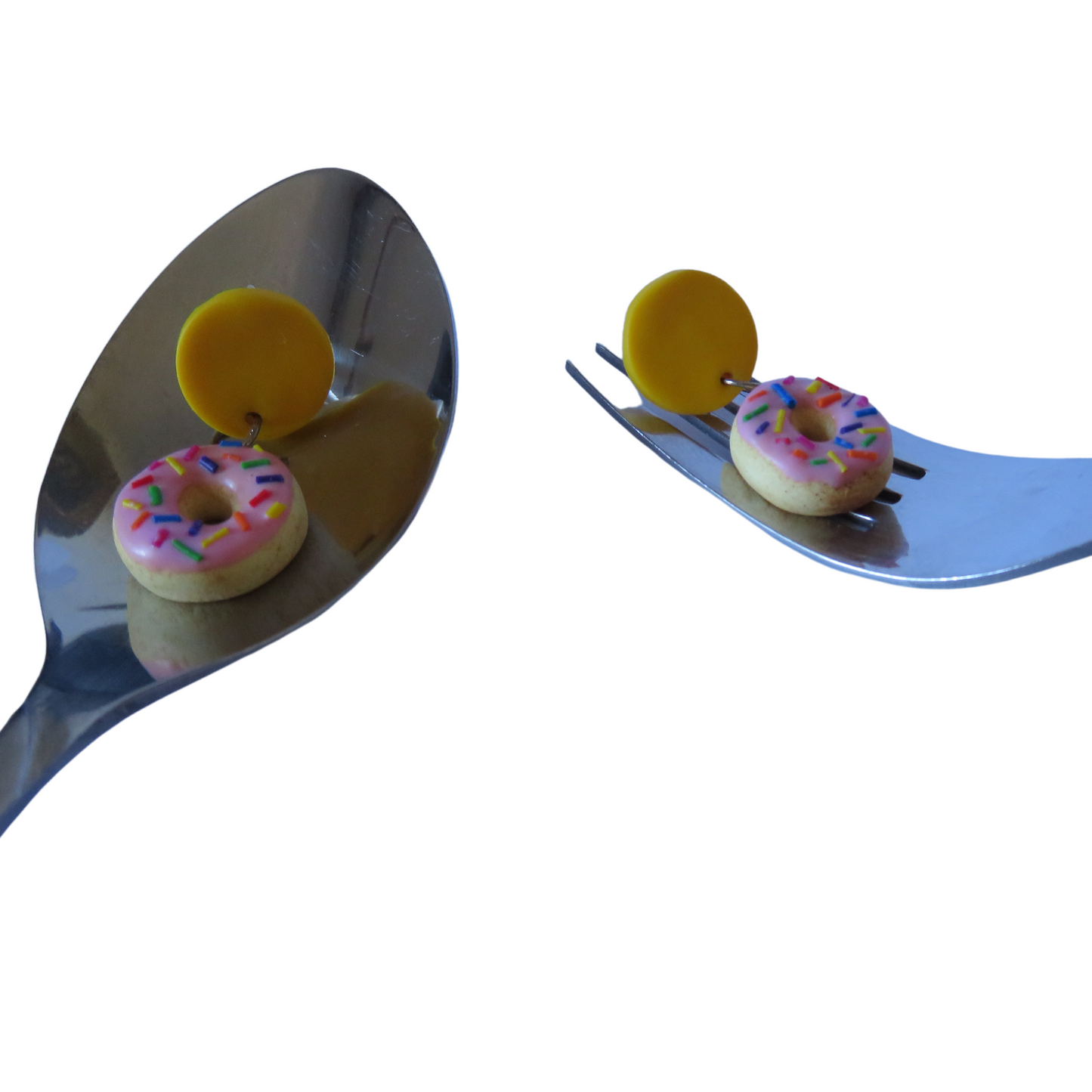 Pink Donut Dangles - Yellow Edition
