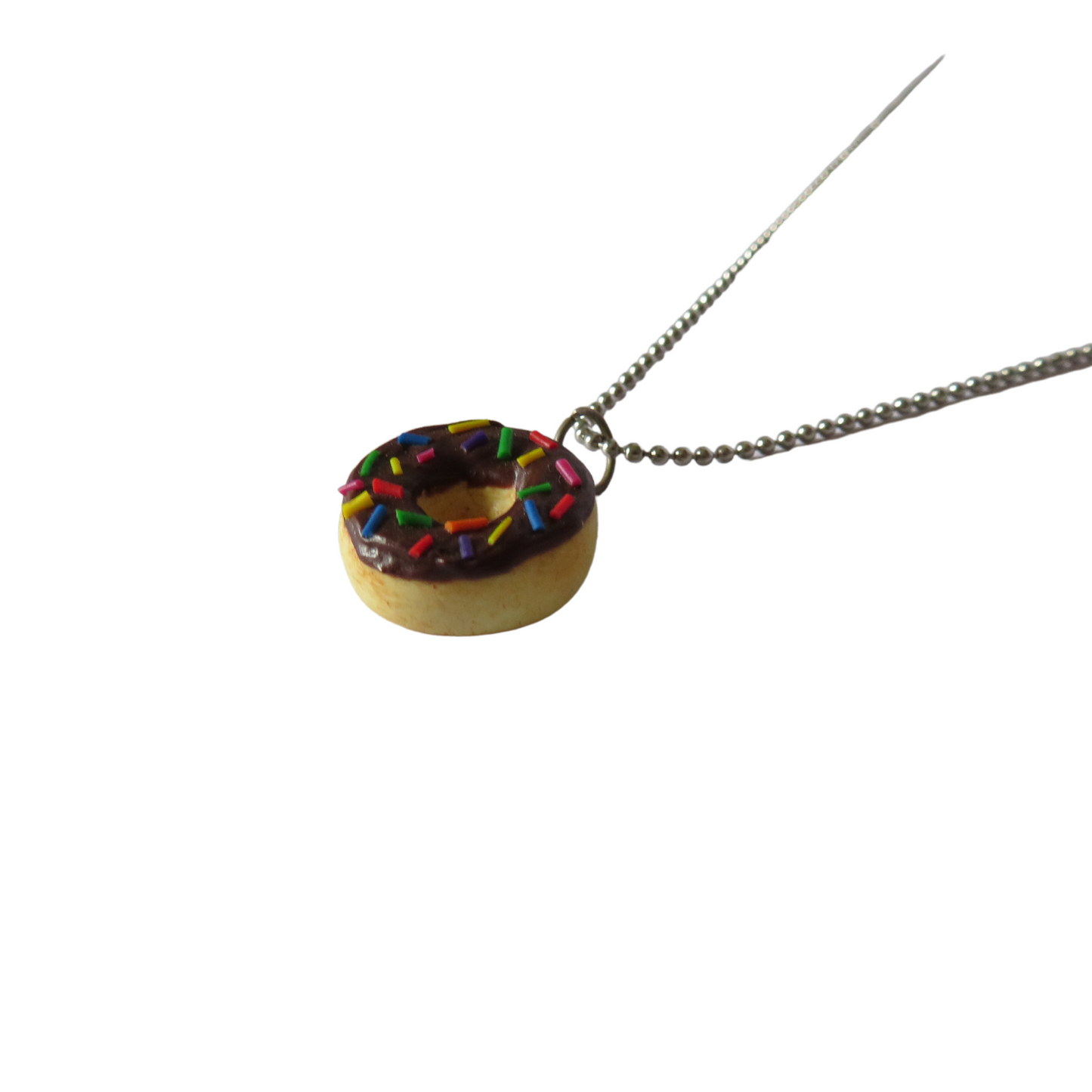 Chocolate Donut with sprinkles Necklace