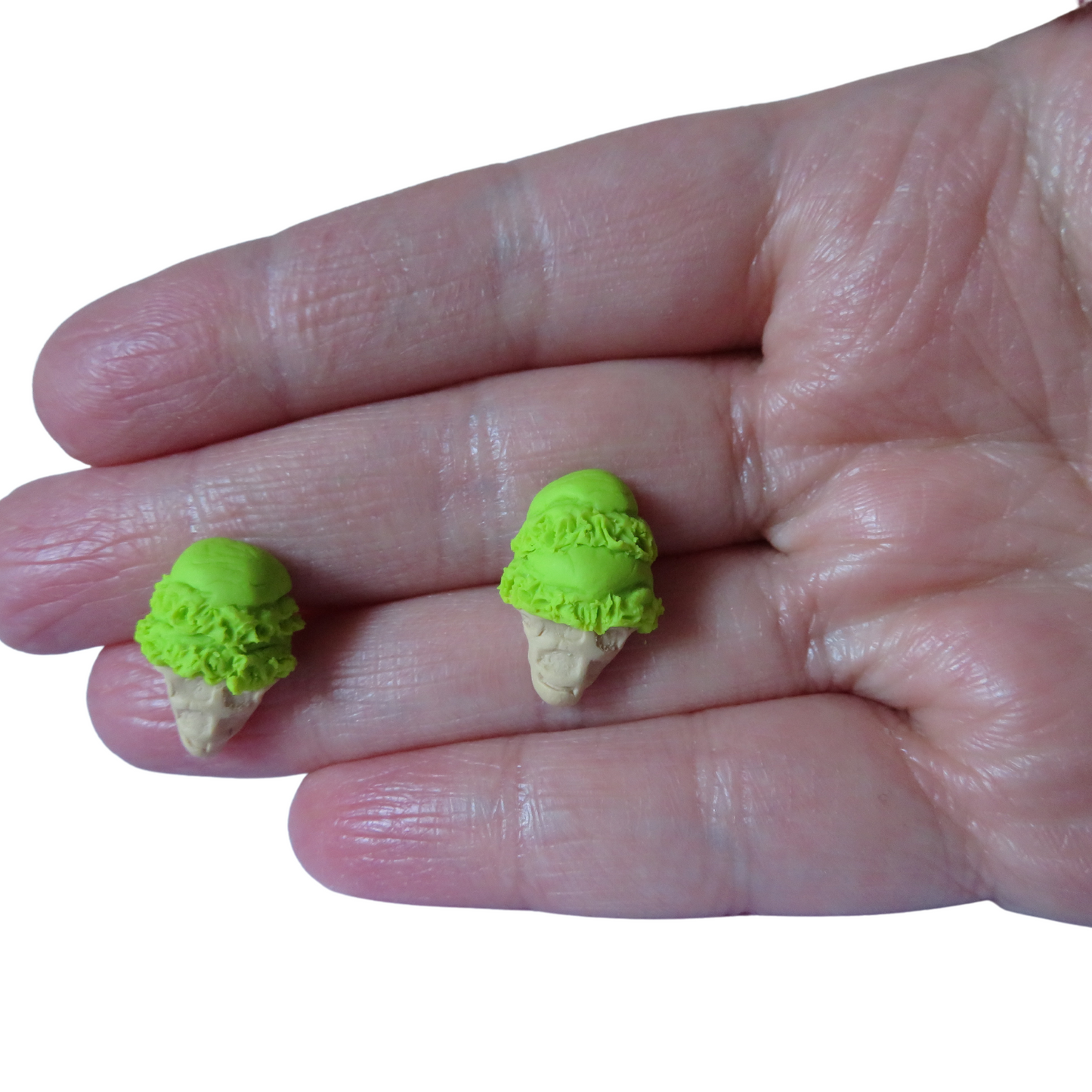 Ice Cream Cone Studs - Green Matcha Tea