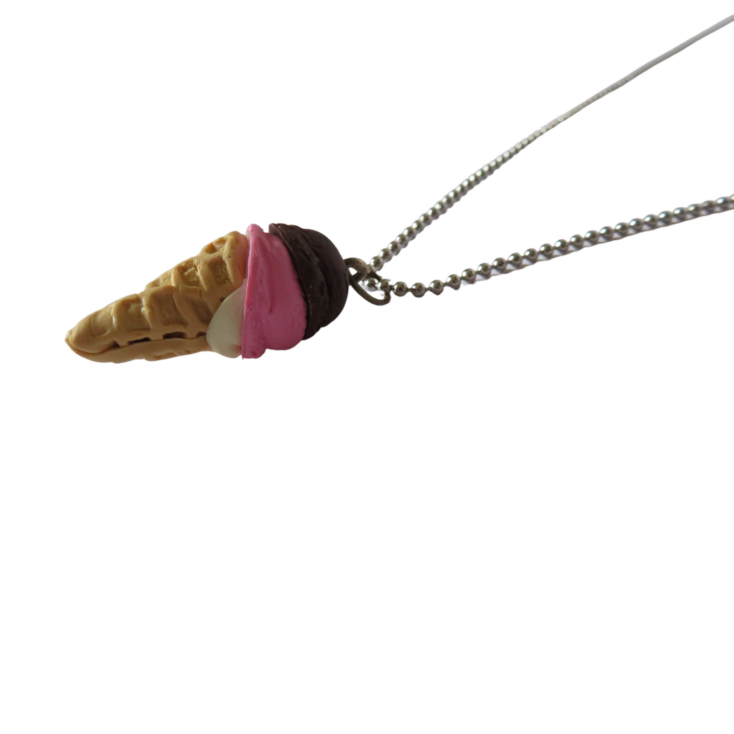 Neopolitan Ice Cream Cone Necklace