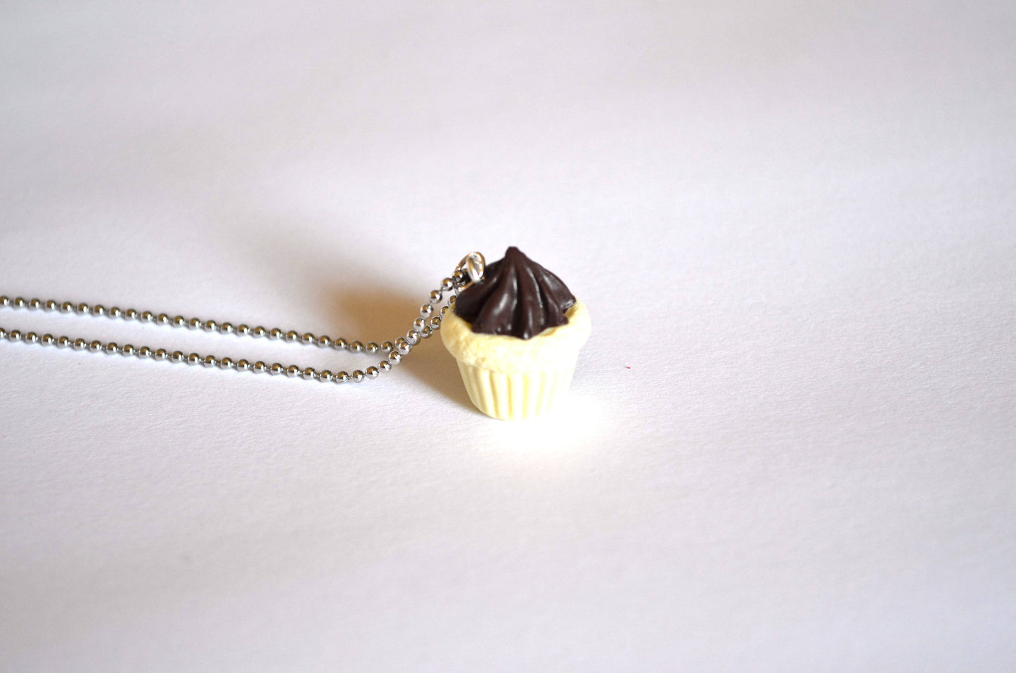 Vanilla Cupcake with Chocolate Frosting Necklace