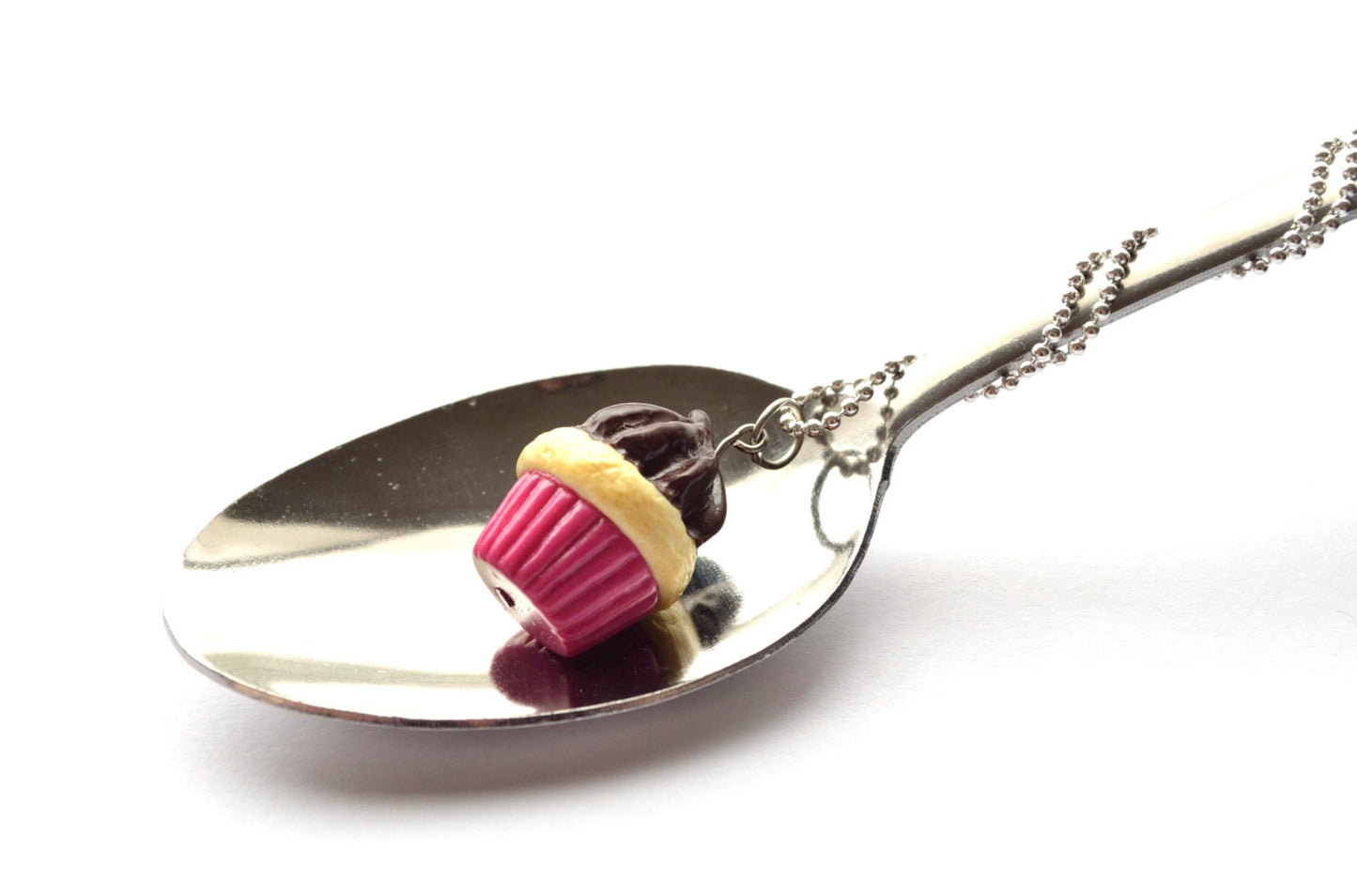 Pink-Vanilla Cupcake Necklace