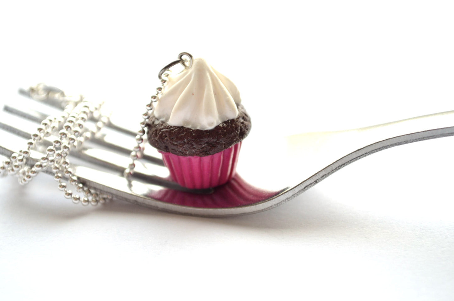 Pink-Chocolate Cupcake Necklace