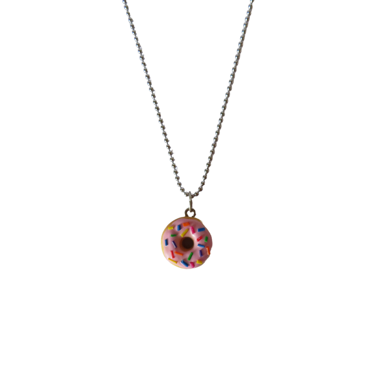 Pink Donut with sprinkles Necklace