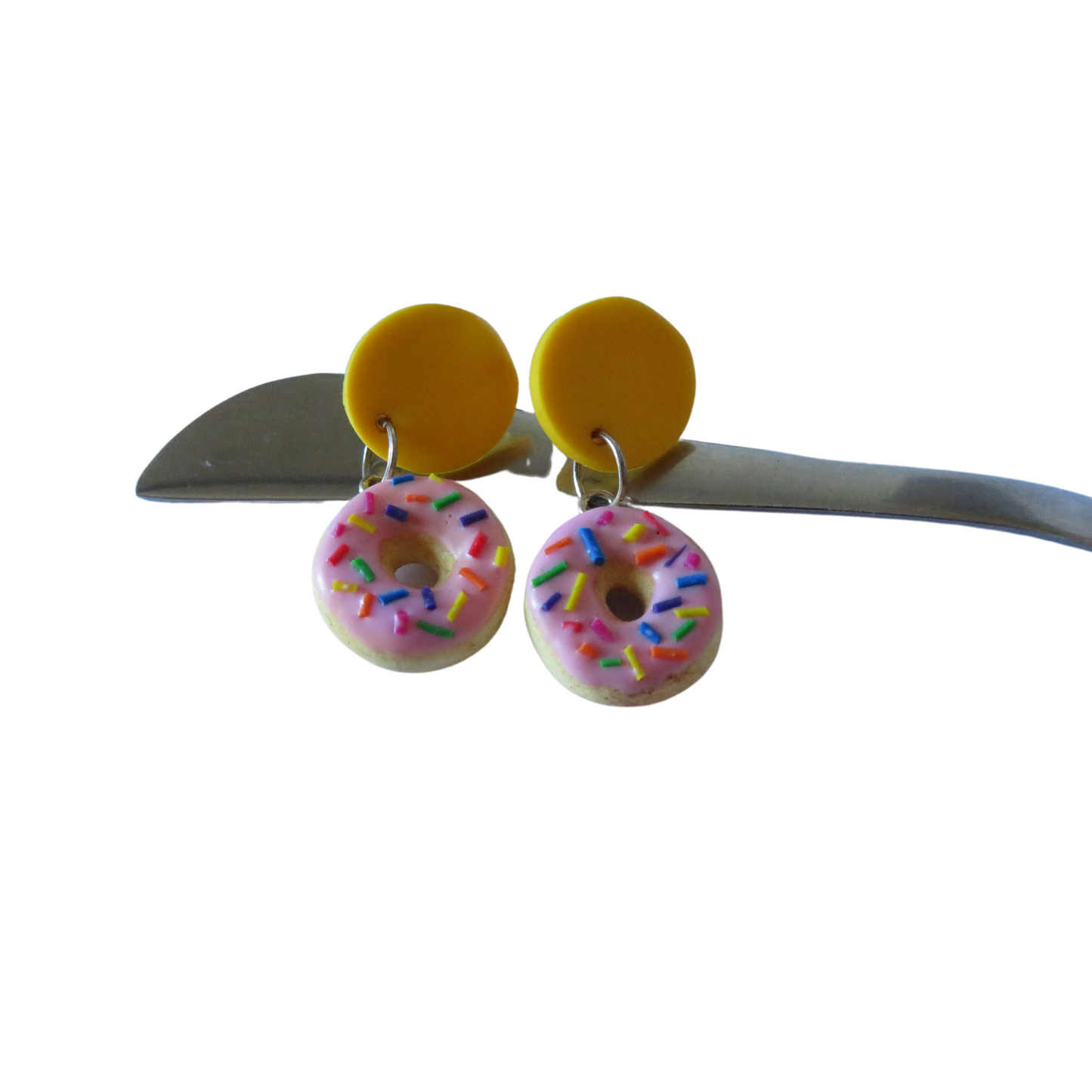 Pink Donut Dangles - Yellow Edition