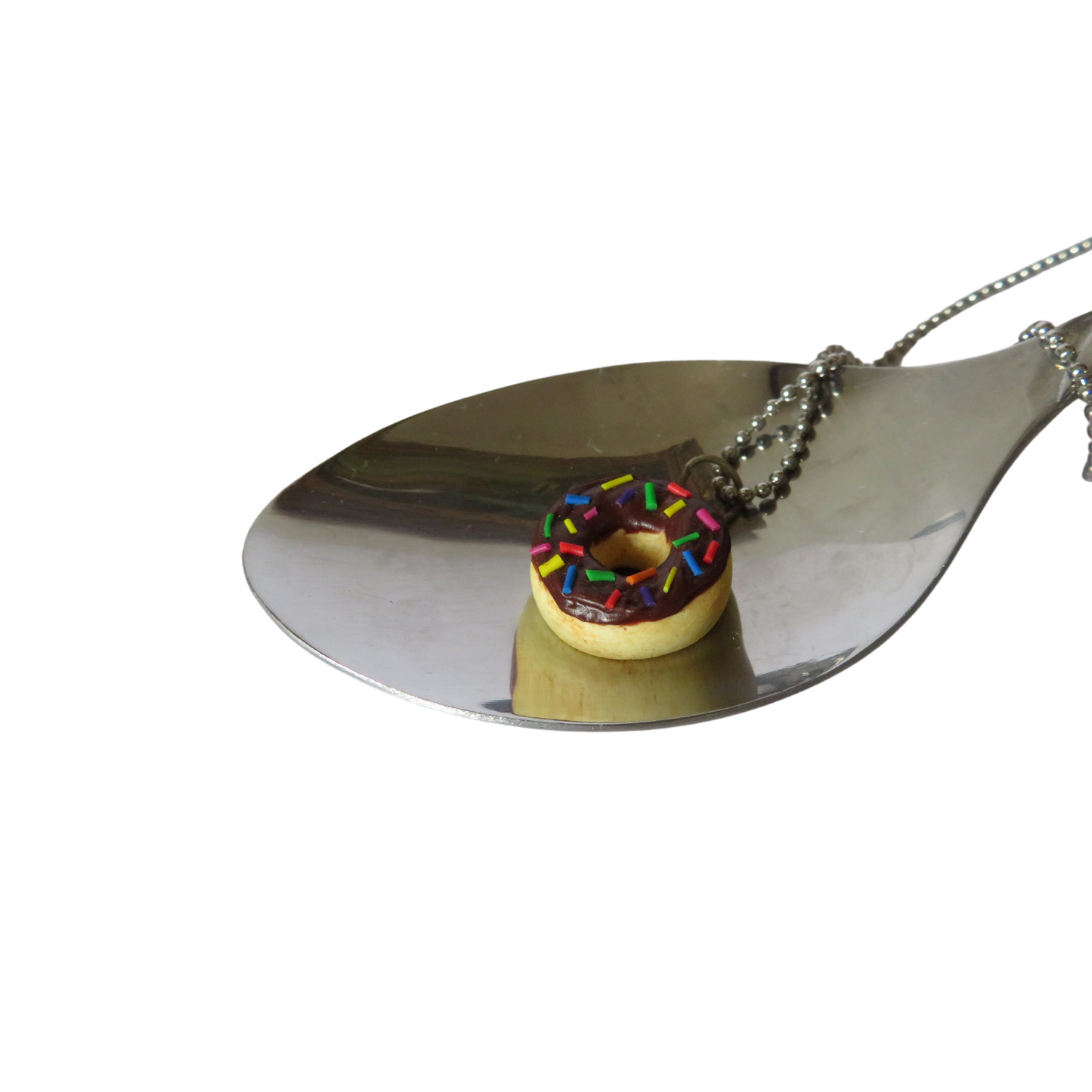 Chocolate Donut with sprinkles Necklace