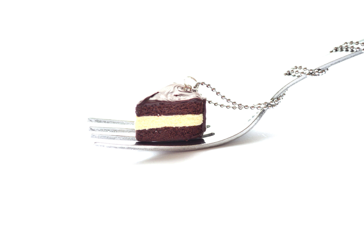 Chocolate and Vanilla Cake Slice Necklace
