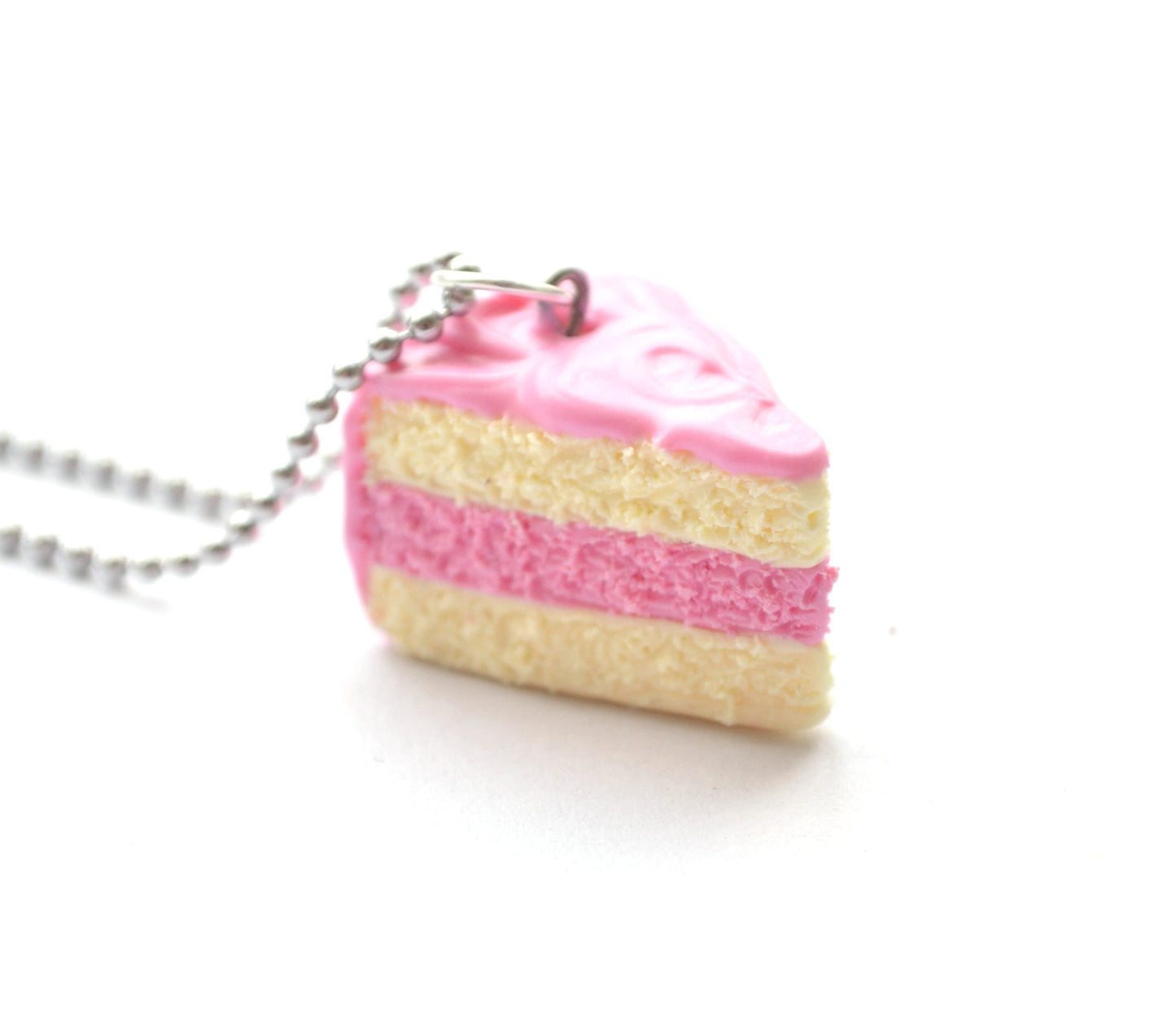 Strawberry Pink Cake Slice Necklace