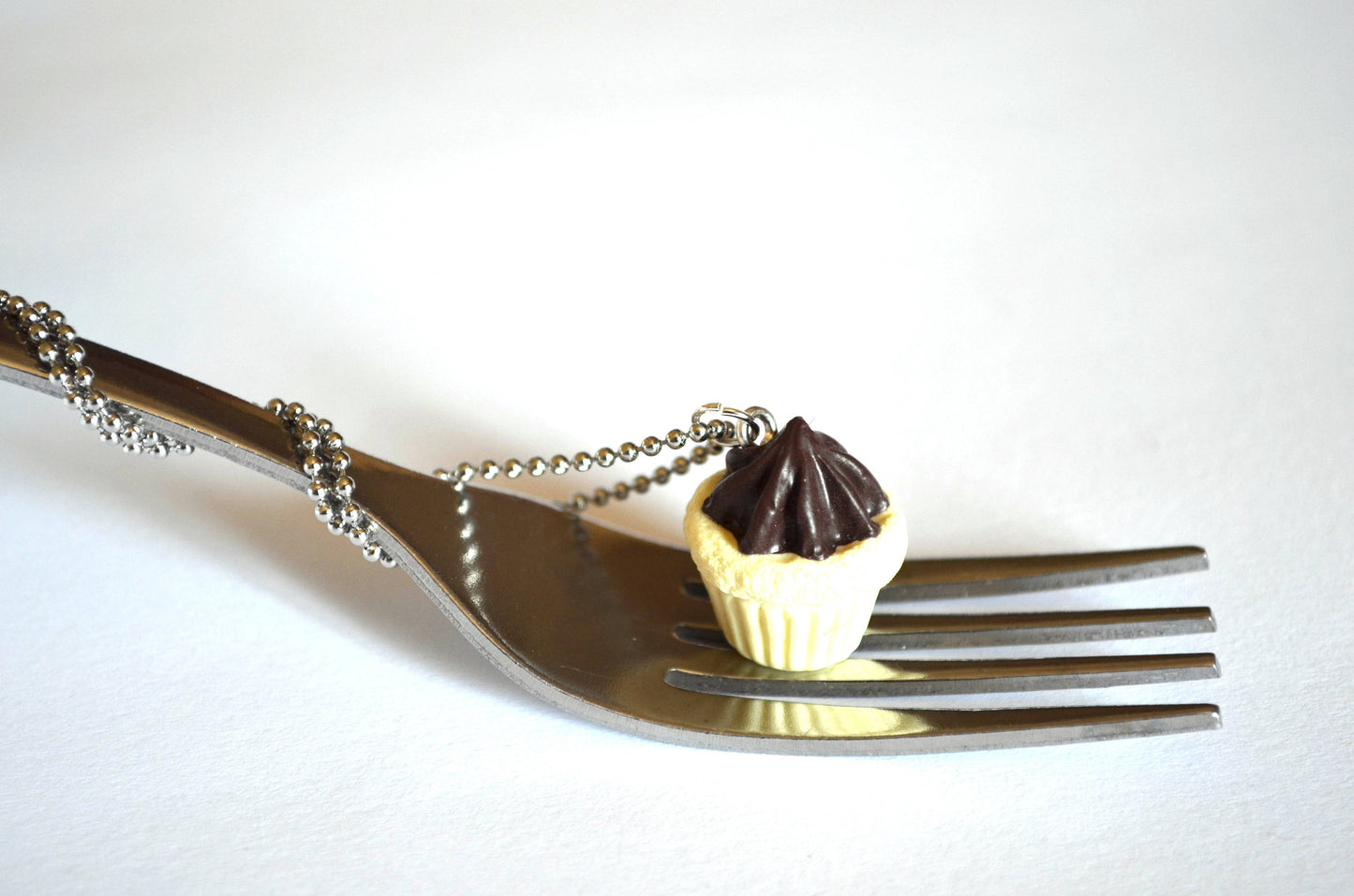 Vanilla Cupcake with Chocolate Frosting Necklace