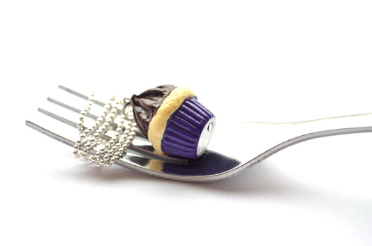 Purple-Vanilla Cupcake Necklace
