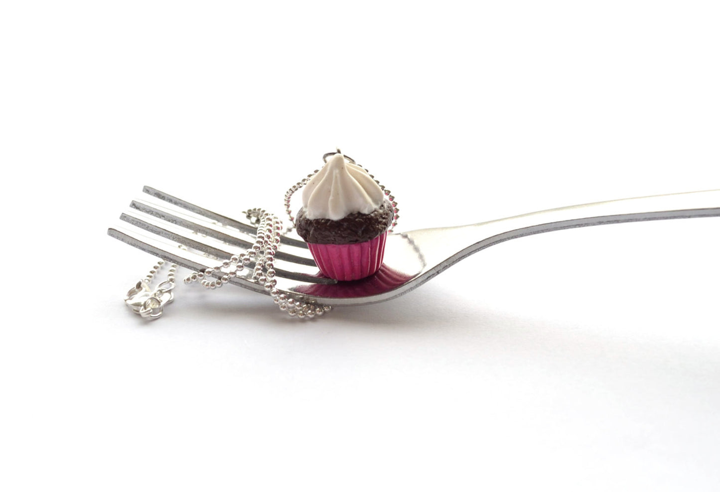 Pink-Chocolate Cupcake Necklace