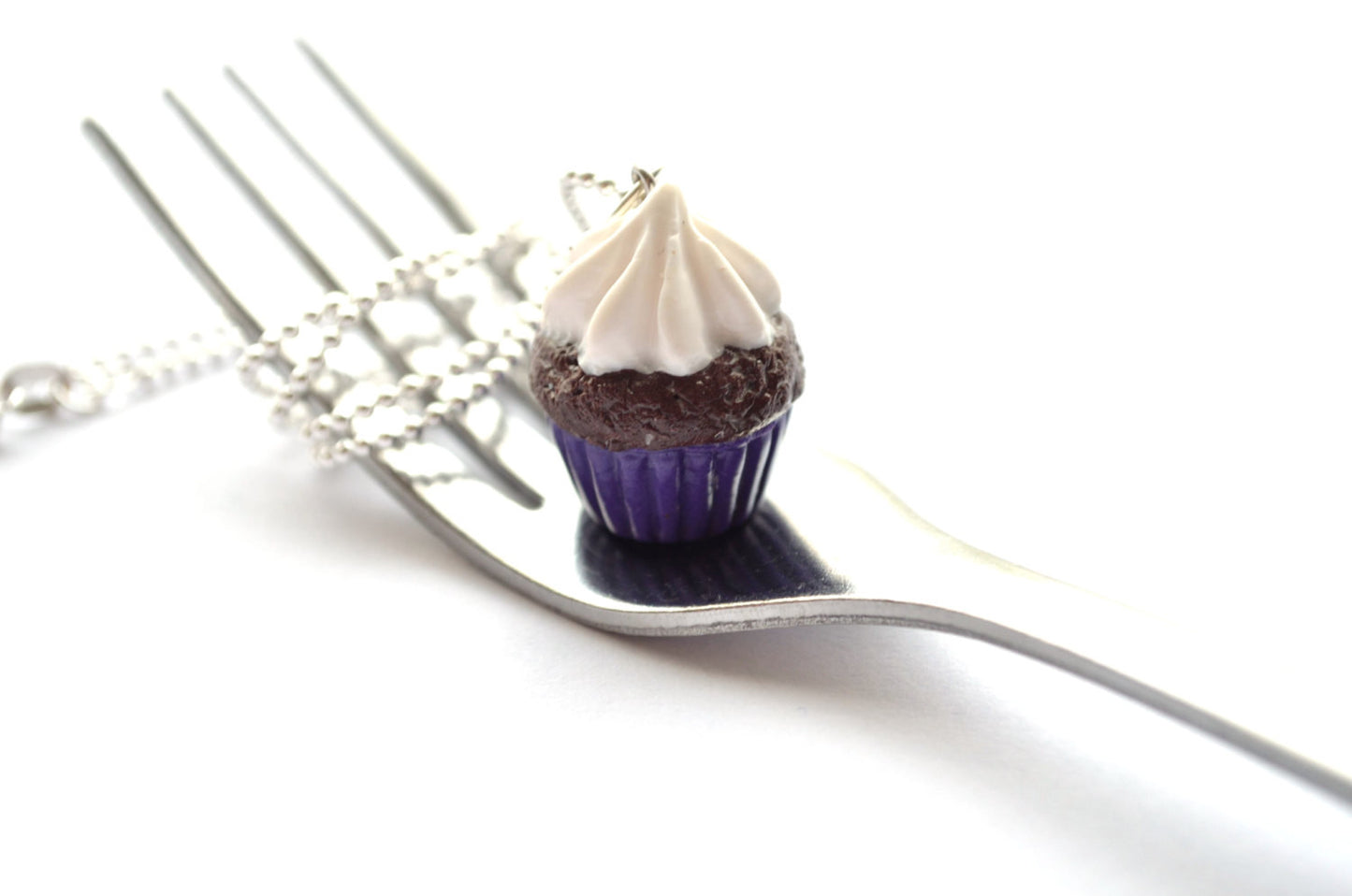 Purple-Chocolate Cupcake Necklace